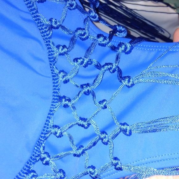 Royal blue women's bikini bottom with tassels around Sz XXL New - Picture 4 of 17